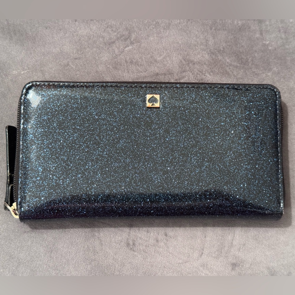 Kate Spade Mavis Street Neda Zippered Continental Wallet - Navy Glitter Sparkle